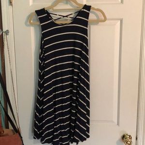 Blue and white stripped tank top dress